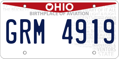 OH license plate GRM4919