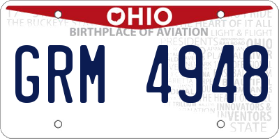 OH license plate GRM4948