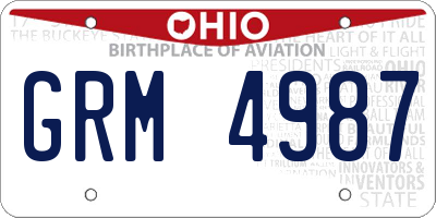 OH license plate GRM4987