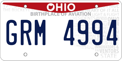 OH license plate GRM4994