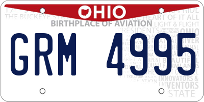 OH license plate GRM4995