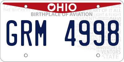 OH license plate GRM4998