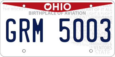 OH license plate GRM5003