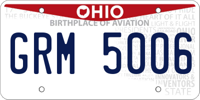 OH license plate GRM5006