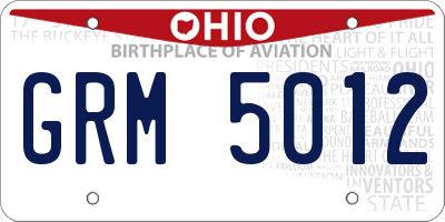 OH license plate GRM5012