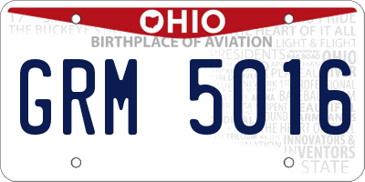 OH license plate GRM5016