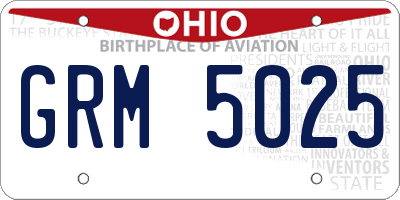 OH license plate GRM5025