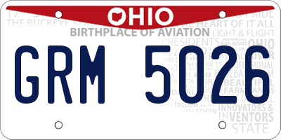 OH license plate GRM5026