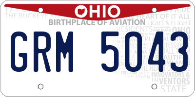 OH license plate GRM5043