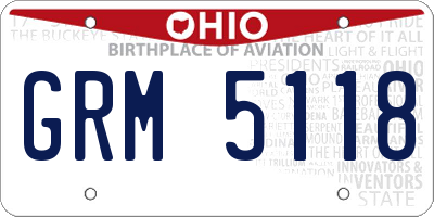 OH license plate GRM5118