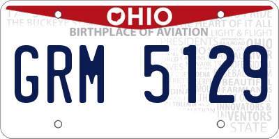 OH license plate GRM5129