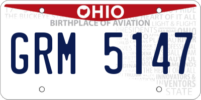OH license plate GRM5147