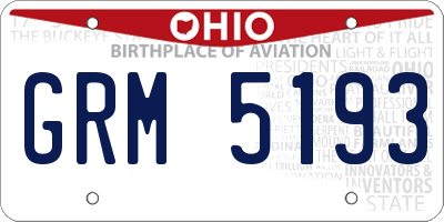 OH license plate GRM5193