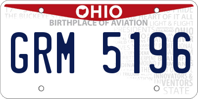 OH license plate GRM5196