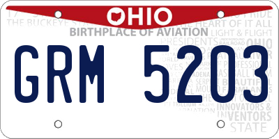 OH license plate GRM5203