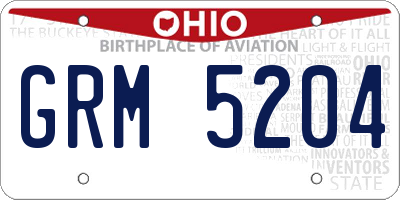 OH license plate GRM5204