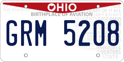 OH license plate GRM5208