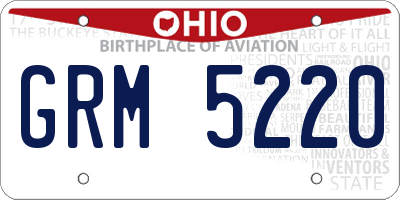 OH license plate GRM5220