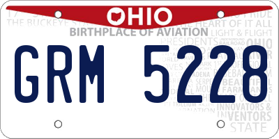 OH license plate GRM5228