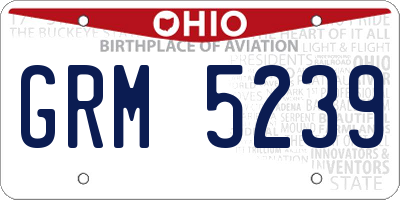 OH license plate GRM5239