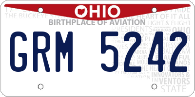 OH license plate GRM5242