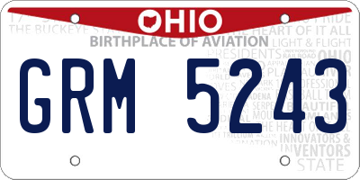 OH license plate GRM5243