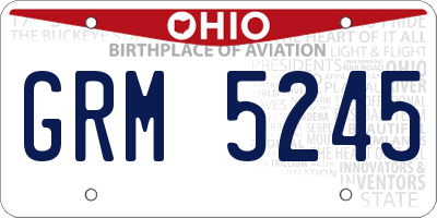 OH license plate GRM5245