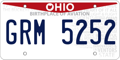 OH license plate GRM5252