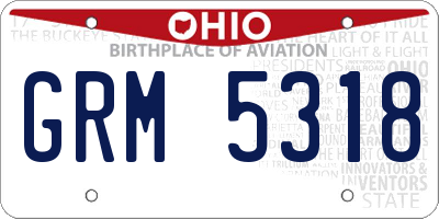 OH license plate GRM5318