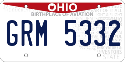 OH license plate GRM5332