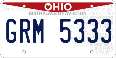 OH license plate GRM5333