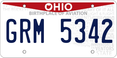 OH license plate GRM5342
