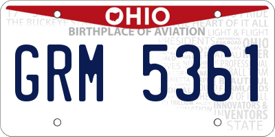 OH license plate GRM5361