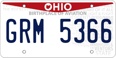 OH license plate GRM5366