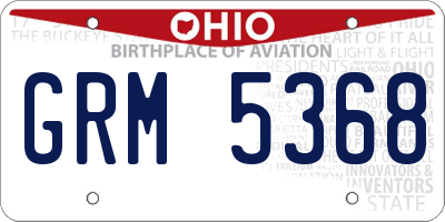 OH license plate GRM5368