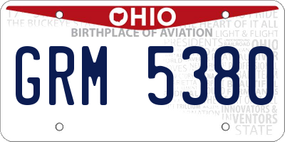 OH license plate GRM5380
