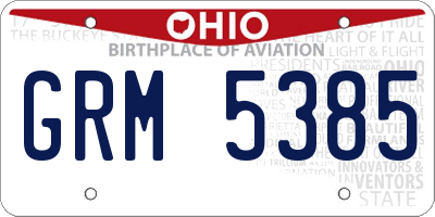 OH license plate GRM5385