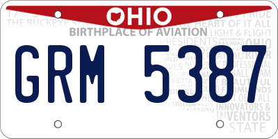 OH license plate GRM5387