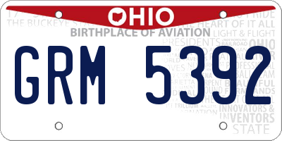 OH license plate GRM5392