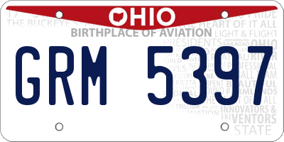 OH license plate GRM5397