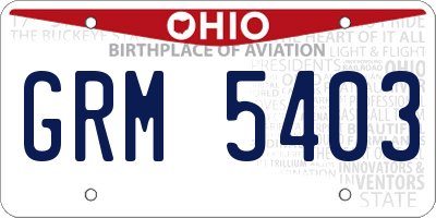 OH license plate GRM5403