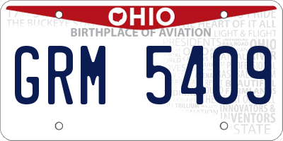 OH license plate GRM5409