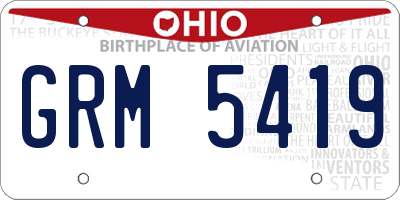OH license plate GRM5419