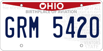 OH license plate GRM5420