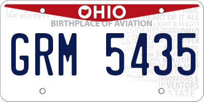 OH license plate GRM5435