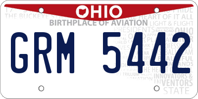 OH license plate GRM5442