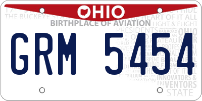 OH license plate GRM5454