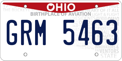 OH license plate GRM5463