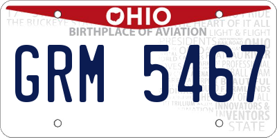 OH license plate GRM5467