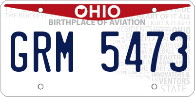 OH license plate GRM5473